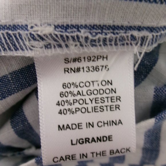 New Love Tree Chambray High Rise Paper Bag Shorts w/ Pockets L Large Blue White - Picture 8 of 9